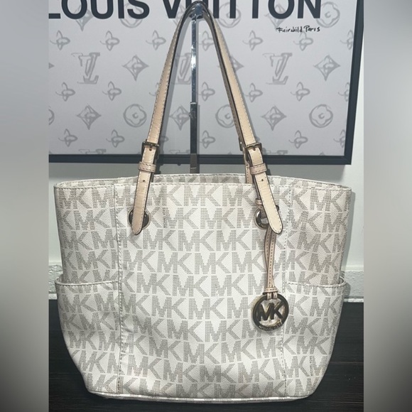 Michael Kors tote bag MK design white and grey - Picture 1 of 9